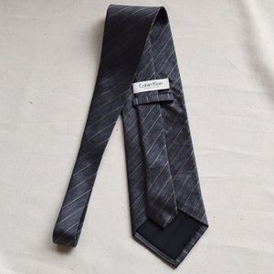 Calvin Klein Slim Bronze Fine Stripe Silk Tie
